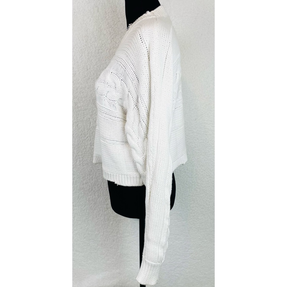 RTA • White Fever Distressed Cable Knit Cropped Sweater, M - Picture 7 of 16